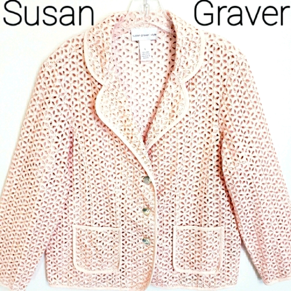 Susan Graver Style Peach Longsleeve iolet Blazer